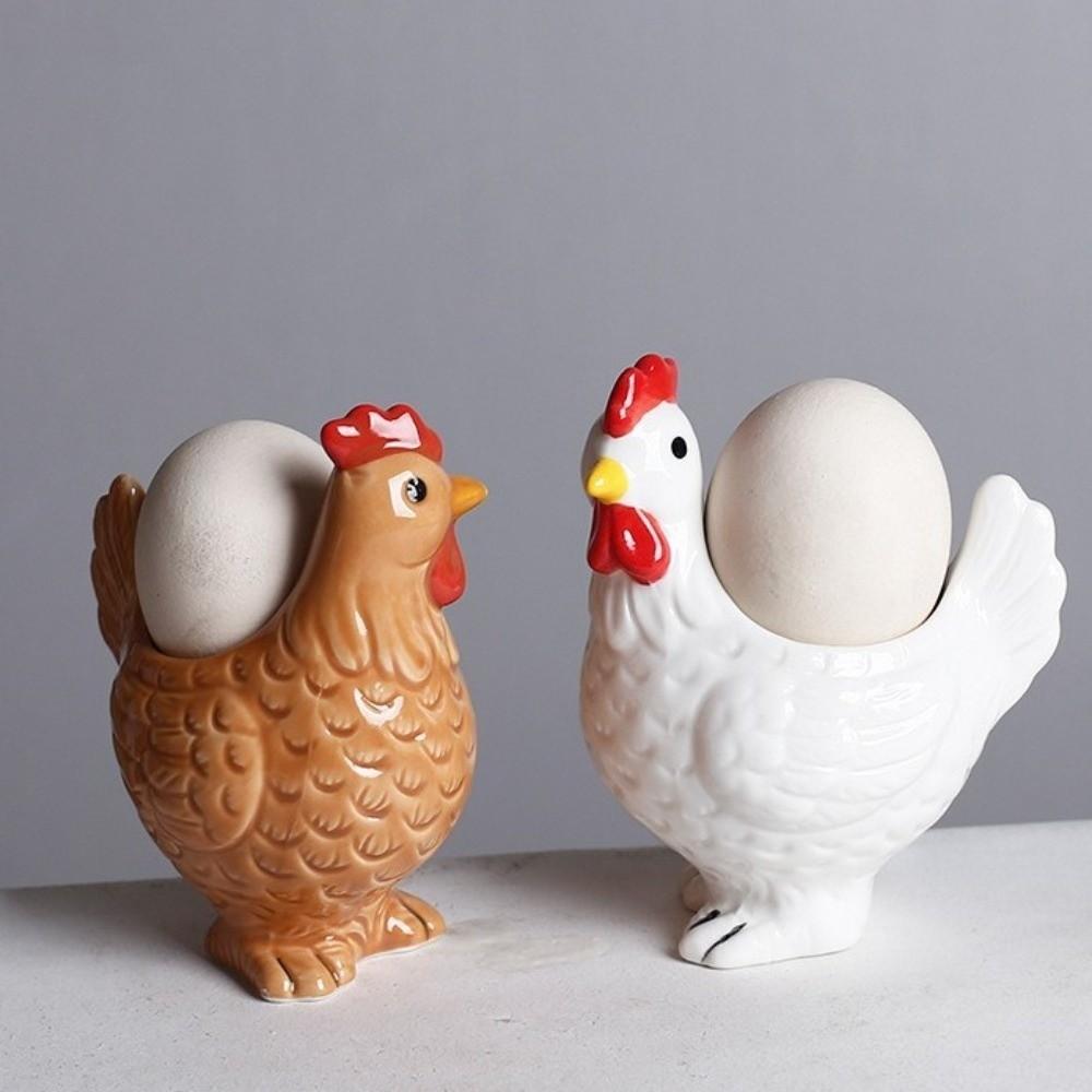 Chicken Shape Ceramic Egg Cup Cartoon 3D Chick Egg Cup Cute Boiled Egg Stand Tabletop Display