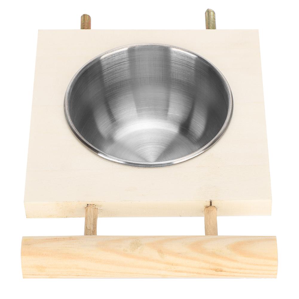 

Parrot Feeding Bowl Stainless Steel Food Water Feeder Cage Accessory with Stand Type 1