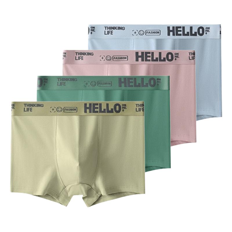 4Pcs Men's Underwear Comfortable Boxer Briefs Teenager Undershorts Breathable Antibacterial Shorts