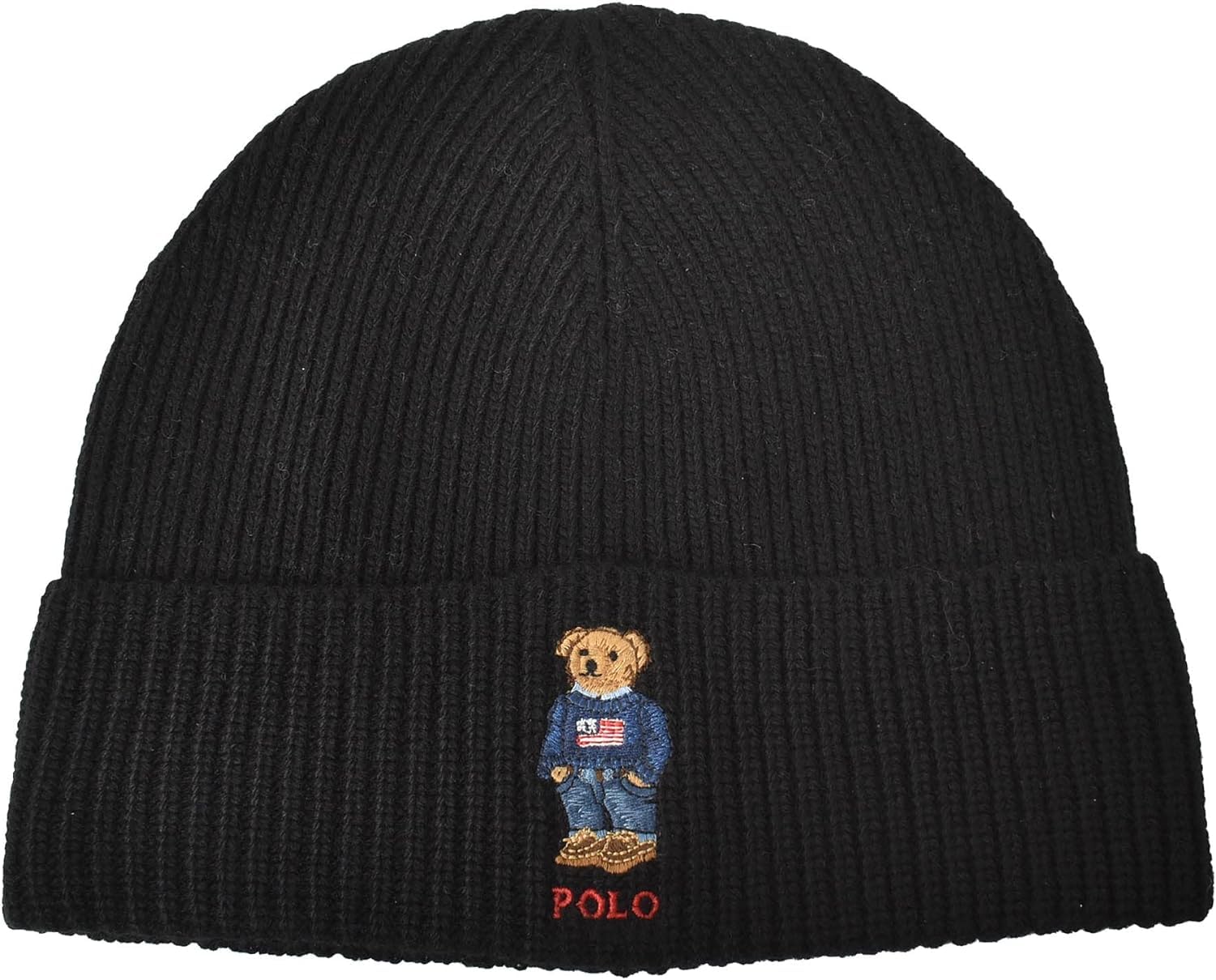 

POLO RALPH LAUREN Knit Cap Hat Bear Logo Black Men s Women s [Used] чёрный