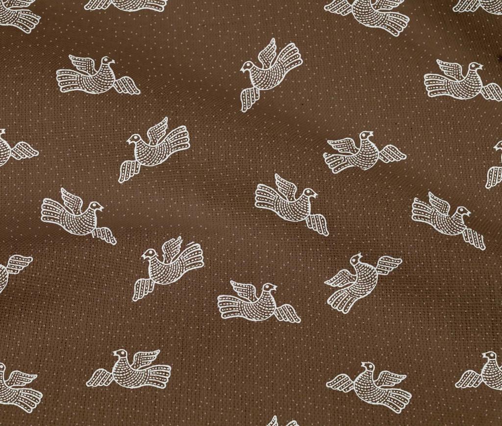 oneOone Tissu Coton Flex Marron Pois & Oiseau Bloc Tissu à Coudre au Mètre Imprimé Fournitures de Couture pour Vêtements DIY 40 Pouces