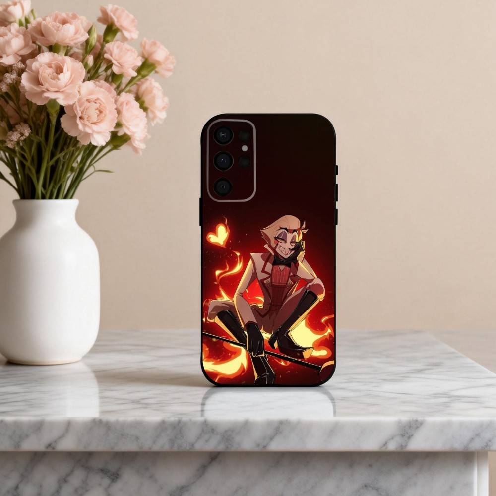 H-Hazbin H-Hotel L-Lucifer M-Magne Phone Case For Samsung S25,24,23,22,30,21,10,9,Ultra,Plus,Lite,FE,4,5 G Soft Black Case
