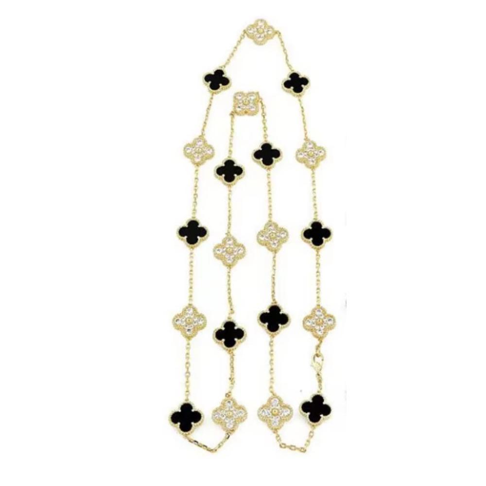 

13 мм Титановая сталь 90 см 20 цветов Двусторонняя Цепочка-ожерелье Четырехлистный клевер Модная цепочка для свитера