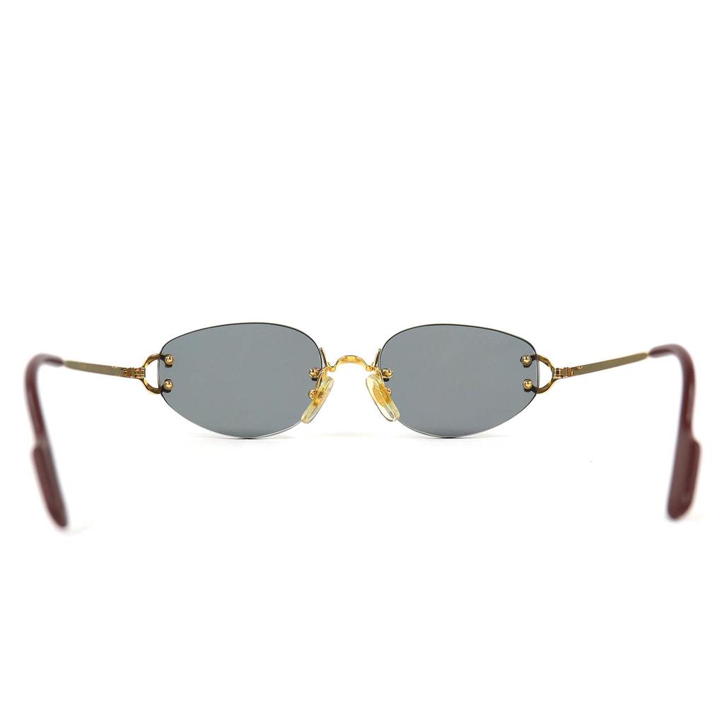 Great Cartier sunglasses 2C Decor Two-Point Rimless gold mens Used