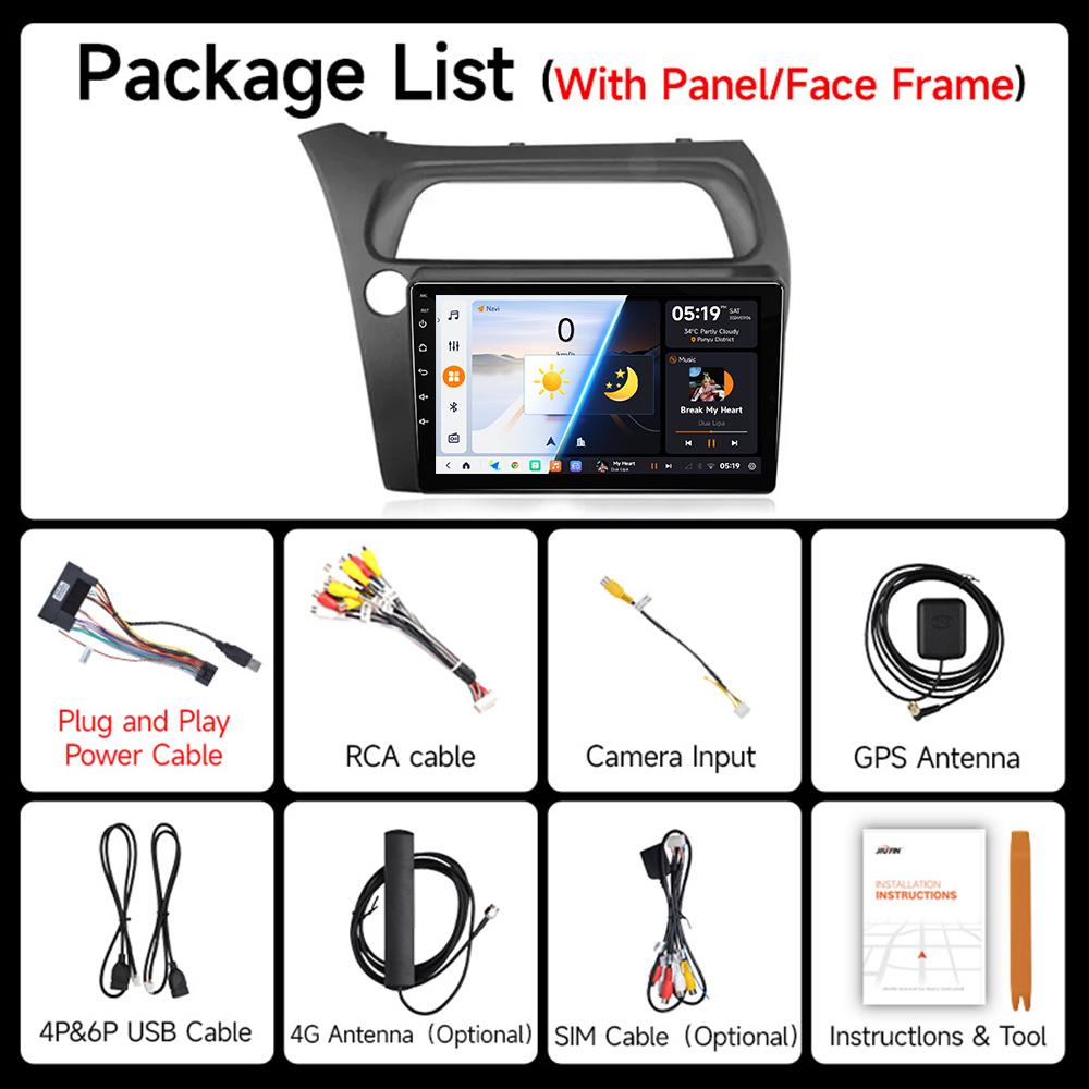 JIUYIN For Honda Civic Hatchback 2006-2011 Android 13 Car Radio Multimedia Video Navigation 2 Din Stereo DVD Head Unit  Carplay