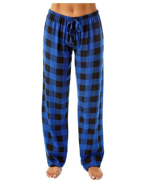 Women's Plaid Pajama Pants - Comfortable Elastic Waist Sleep Bottoms with Drawstring