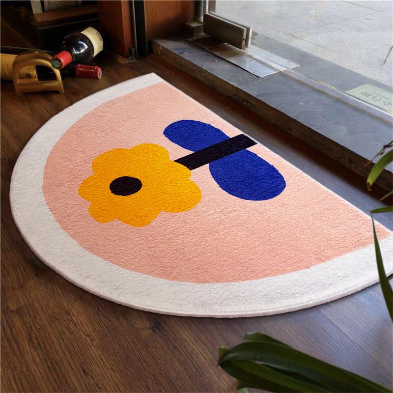 Semicircular Bathroom Imitation Cashmere Floor Mat Bathroom Absorbent Foot Mat Non-slip Carpet Home Decorative Mat