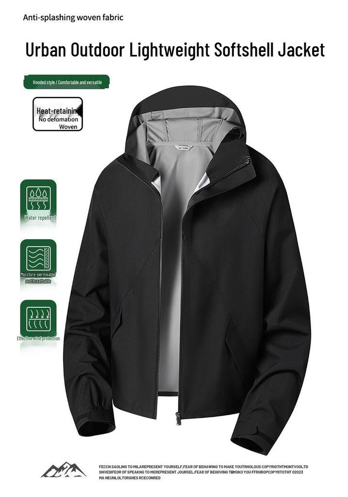 2026 Unisex Spring/Autumn Outdoor Hooded Shell Jacket - Waterproof, Men's & Women's Mountaineering Coat