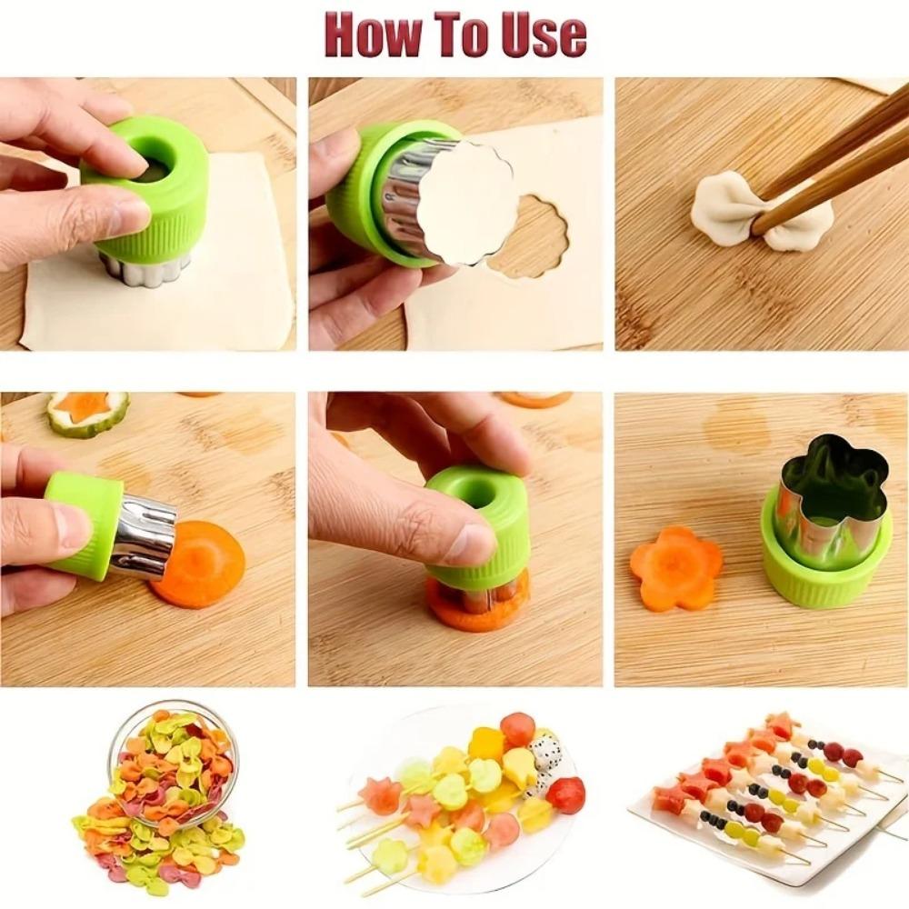 9PCS Stainless Vegetable Cookie Cutter Shapes Set Fruit and Cookie Stamps Mold for Kid Kitchen Toys DIY Baking Tools