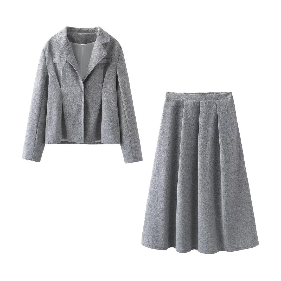 

Женский твидовый костюм в европейском и американском стиле на осень 2024 года: пиджак и юбка миди M