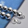 925 Sterling Silver 10mm Hollow Circle Ball Beads Silver Bracelet Jewelry