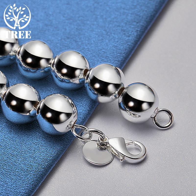 925 Sterling Silver 10mm Hollow Circle Ball Beads Silver Bracelet Jewelry