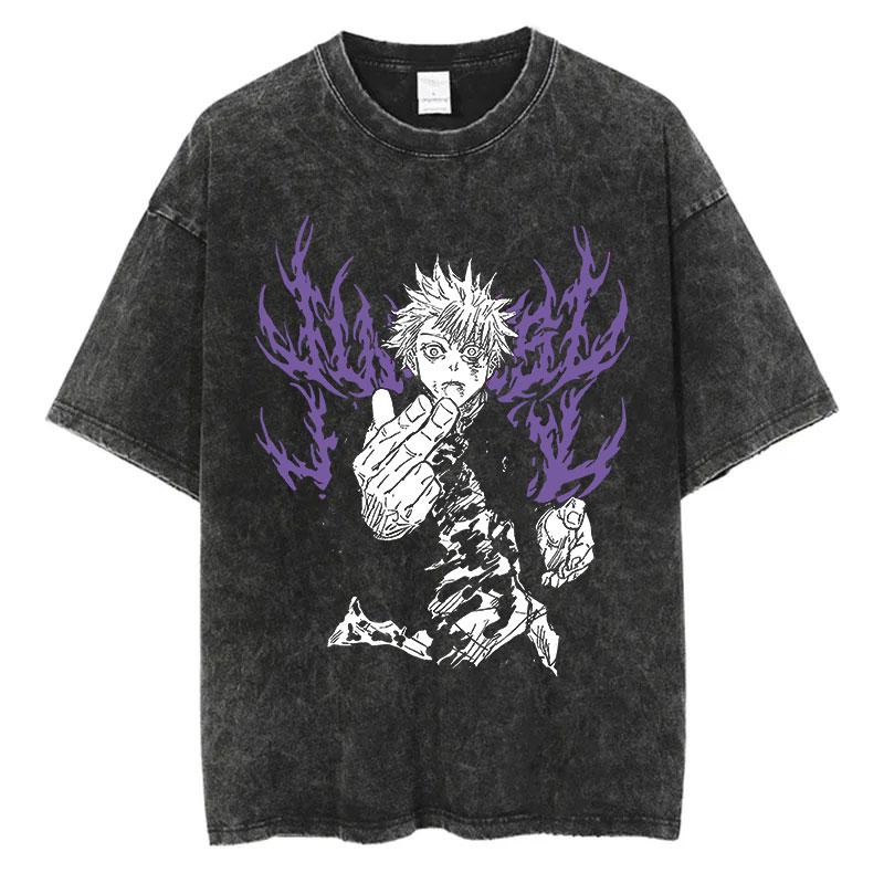 

Anime Jujutsu Kaisen Gojo Satoru Anime Washed T Shirt Spring Summer Vintage Men Women Cotton Casual Oversized Tee Top Streetwear M