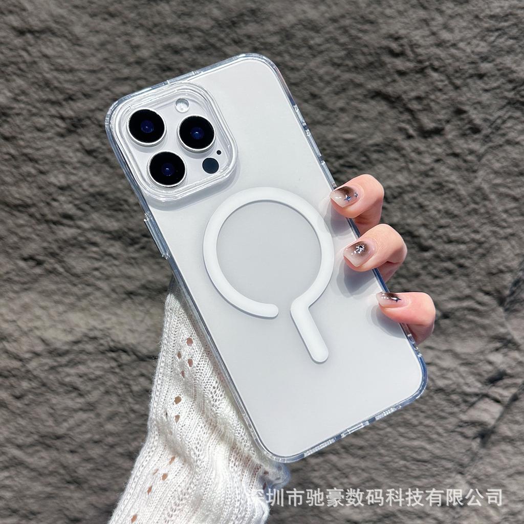 Colorful question mark magnetic attraction is suitable for iPhone16promax transparent mobile phone case Apple 15 all-inclusive anti-drop PC case 14.