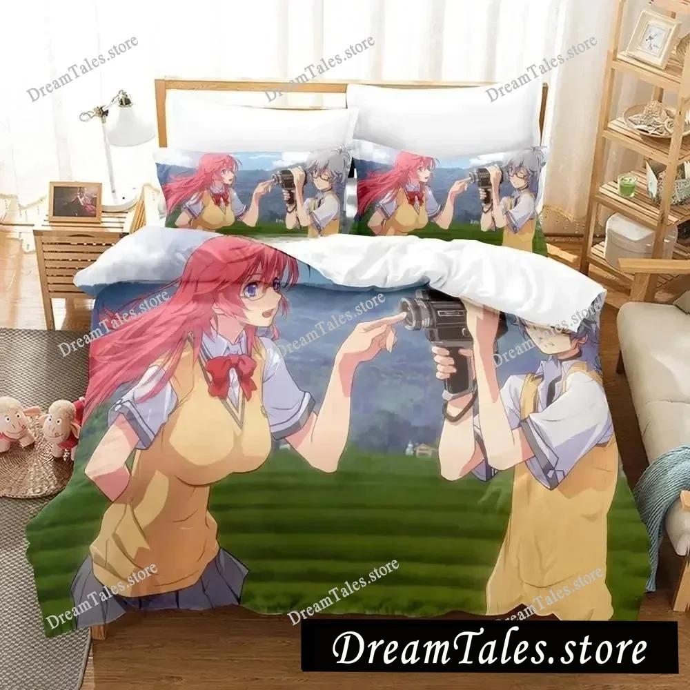 Anime Kawaii Waiting in The Summer Bedding Set Boys Girls Twin Queen Size Duvet Cover Pillowcase Bed Kids Adult Home Textile