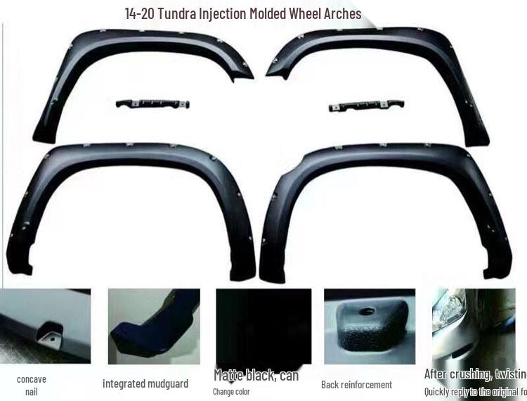 Rivet Wheel Arch Fender for 2014-2021 Toyota Tundra: Thickened and Widened Wheel Eyebrow Injection Molding