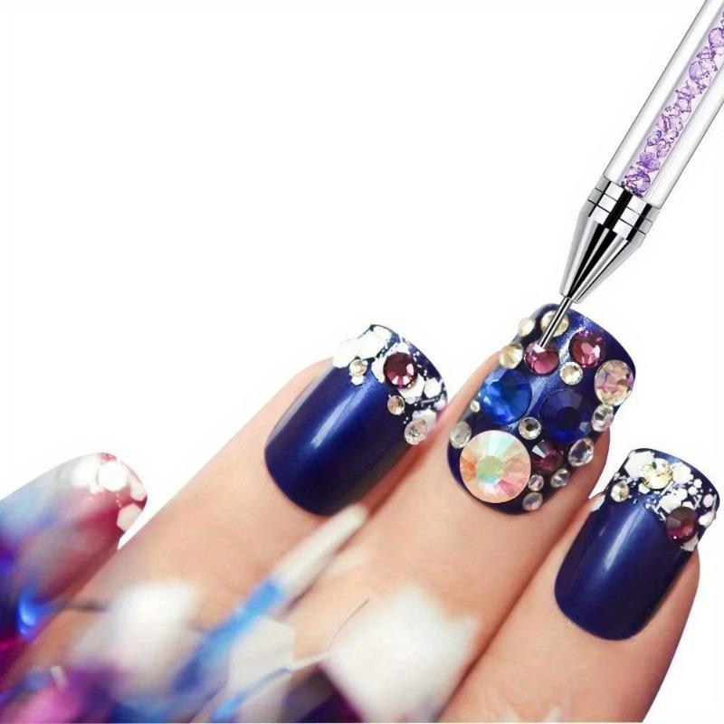 Rhinestones Gem Picking Picker Manicure Drill Pencil Silicone Head Tool Nail Art Dual Heads Acrylic Design Metal Dotting Wax Pen