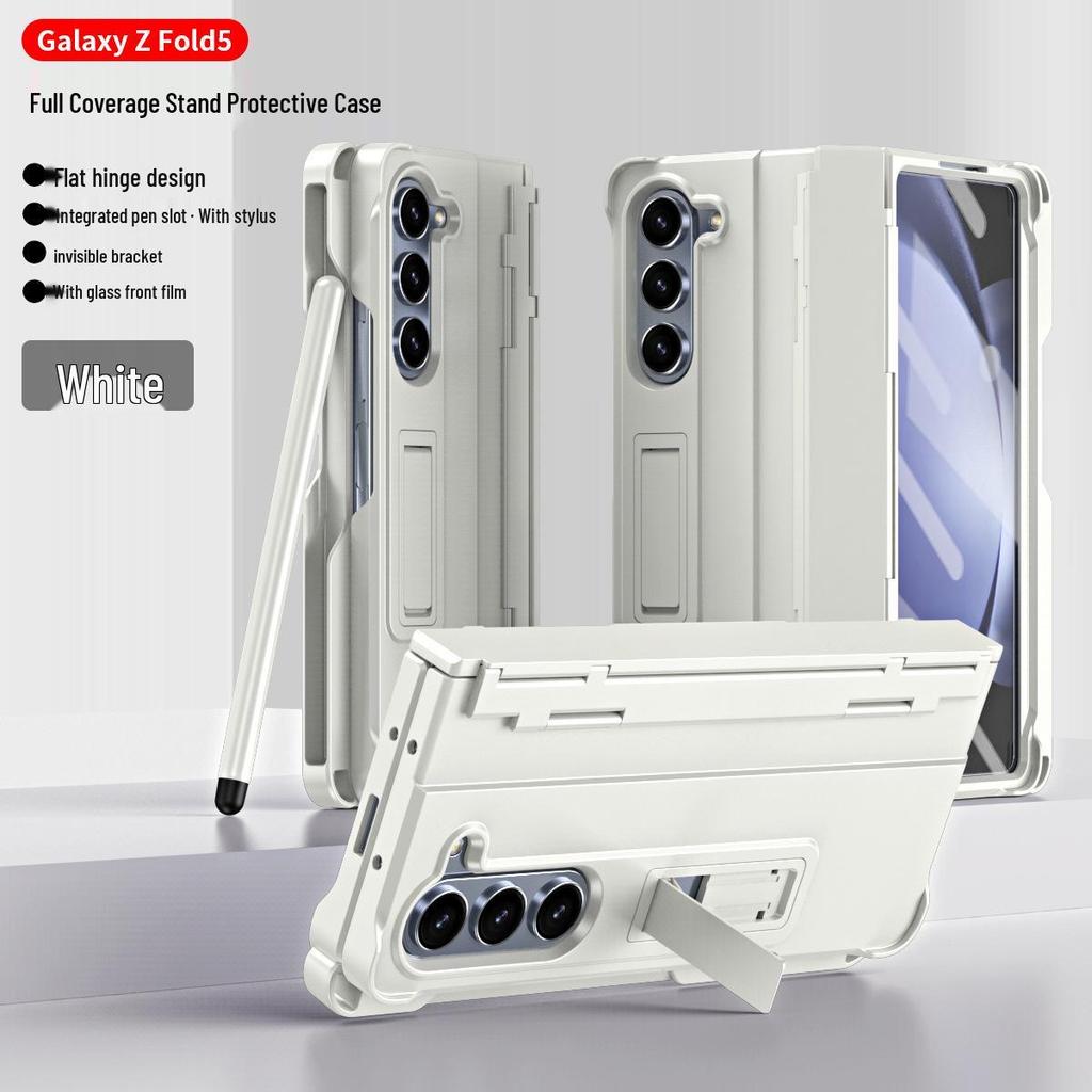 Compatible Samsung Z Fold 8 Protective Case with Film, Pen Holder, and Full Hinge Coverage
