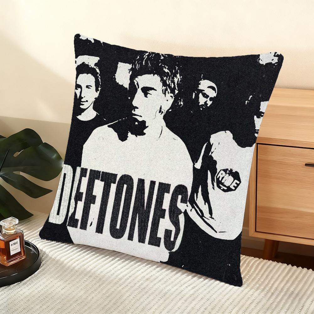 Cushion Cover Silky Short Plush Home Sofa Cushion Cover - Invisible Zipper Home Decoration Cool D-Deftones Band
