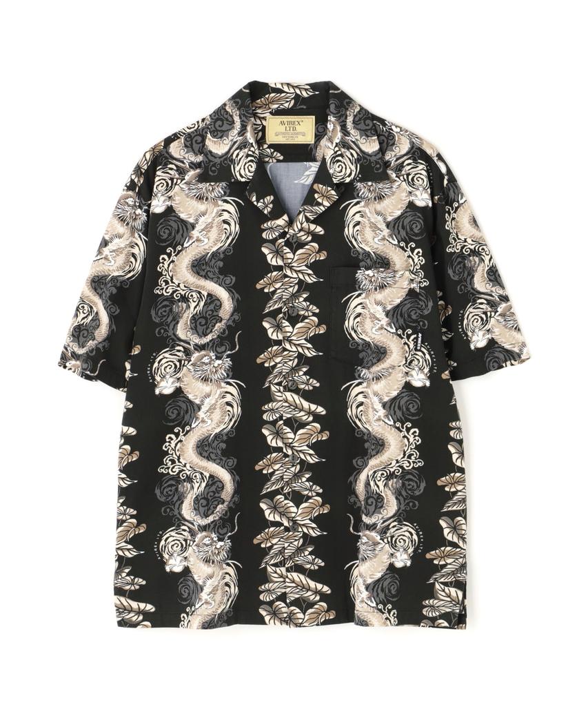AVIREX Aloha Shirt Dragon Rise Size L 010 Black (WEB&DEPOT Exclusive) Men's 783-5123024
