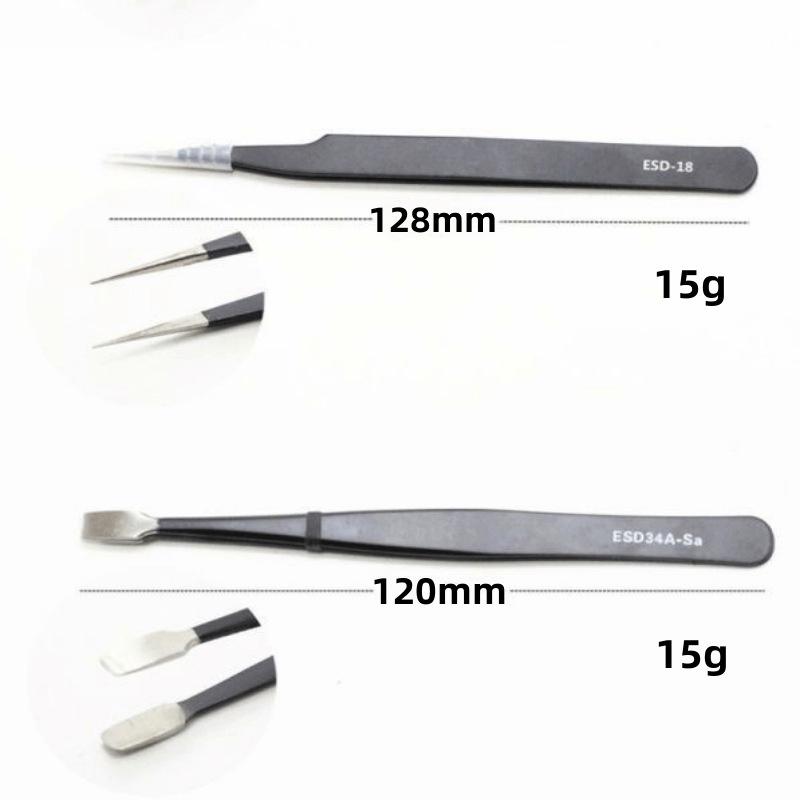9Pcs Stainless Steel Anti Static Tweezers Set Precision Electronic Repair Tools For Maintenance Precision Tips
