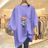 2025 Women's Korean Style Loose Fit Cotton T-Shirt: Casual, Simple Mid-Length Short Sleeve Top