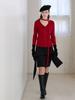 Leuiel Tie V-Neck Knit Cardigan_Red