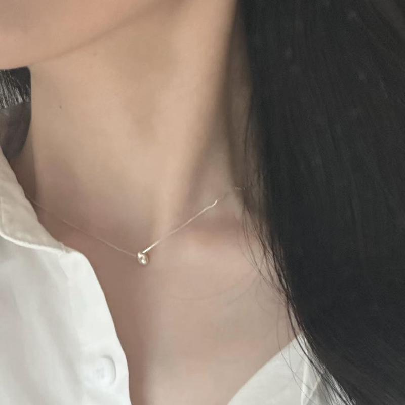 New 925 Sterling Silver Bead Necklace Simple Personality Charm Geometric Pendant Choker Birthday Gift Women's Fine Jewelry
