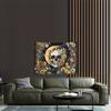 Skull and Flowers Tapestry, Crescent Moon with Floral Wreath, Gothic Boho Wall Art for Living Room Bedroom Halloween Decor