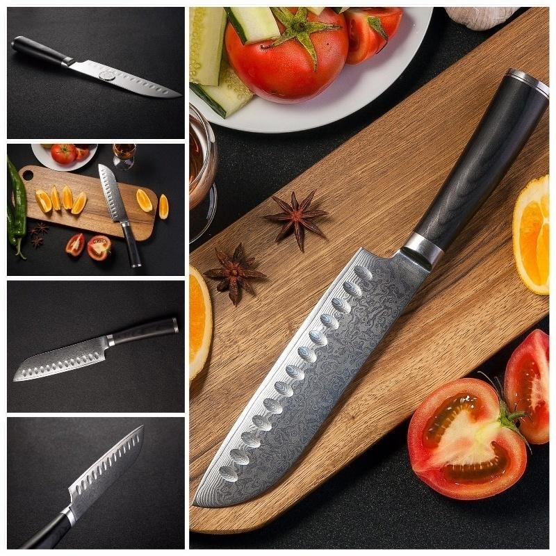 6,7 Zoll Santokumesser VG10 japanischer Damaststahl Sntoku Küchenmesser Kochutensilien des Chefkochs