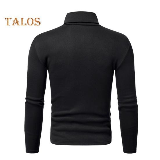 Spring Autumn Men Fitness Top Slim Fit High Collar Stretchy Long Sleeves Solid Color Pullover Fitness Sport Top Winter Bottoming Clothes