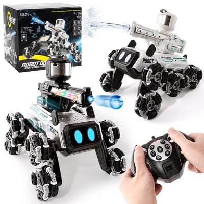 Children'S Electric 1:14 Remote Control Car Robot Dog Light Music Water Ejection Water Eight-Wheeled Stunt Car Boys Toys