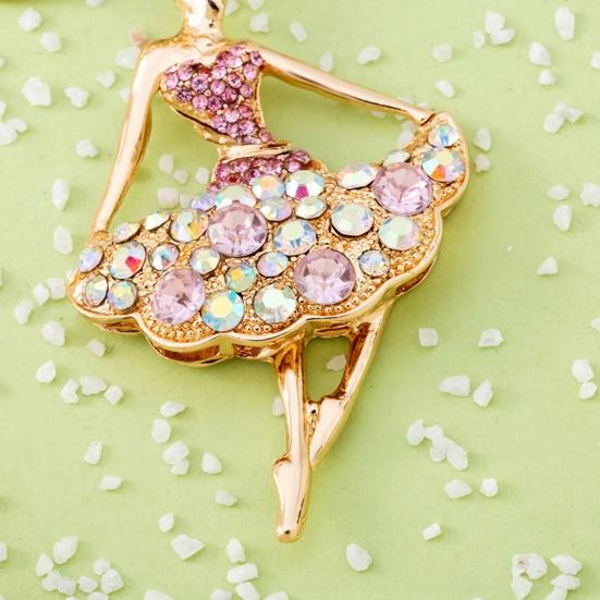 Ballerina Rhinestones Keychain Sparkling Ballet Dancer Key Ring for Women Girls Elegant Car Accessory Bag Charm Romantic Gift for Dancers Birthday