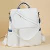 Color Block Women's Backpack Large Capacity Travel Bag PU Shoulder Bag