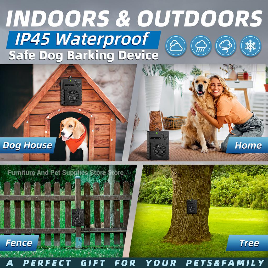 Ultrasonic Anti Bark Device for Dogs Rechargeable Dog Barking Deterrent Control Stop Bark Training Tool Indoor Outdoor Safe