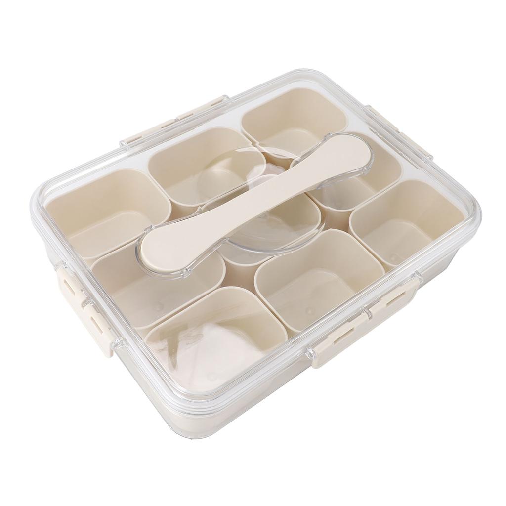 Plastic Seasoning Organizer Box 9 Compartments Sealing Fruit Snack Storage Containers with Clear Lid