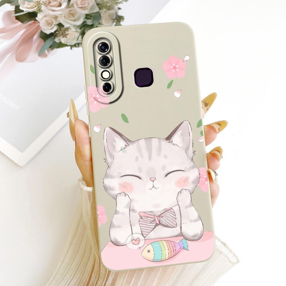 For Infinix Hot 8 / Hot 8 Lite X650 X650C X650B X650D Cute Cat Flower Cartoon Phone Case Shockproof Soft Silicone Covers Bumpers