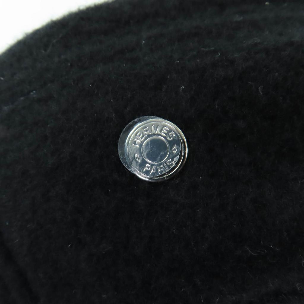 Great HERMES beret Saint Honoré Serie Metal black cashmere Women 57 Used