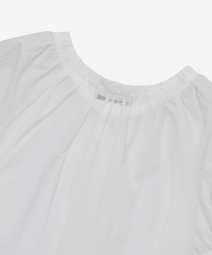 MIND BRIDGE WOMEN [W] Sheer Shirred White Short Sleeve Blouse