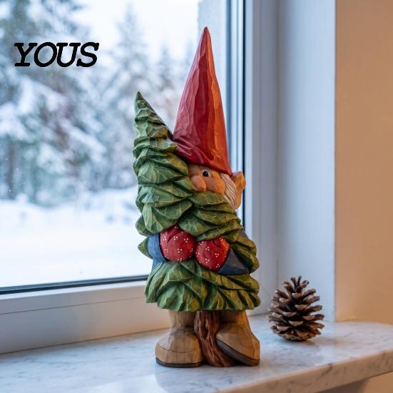 Weatherproof Courtyard Decor Rustic Resin Gnome Ornament, Hand Painted Nordic Style Dwarf Figurine for Holiday Home Garden Balcony Embellishments and