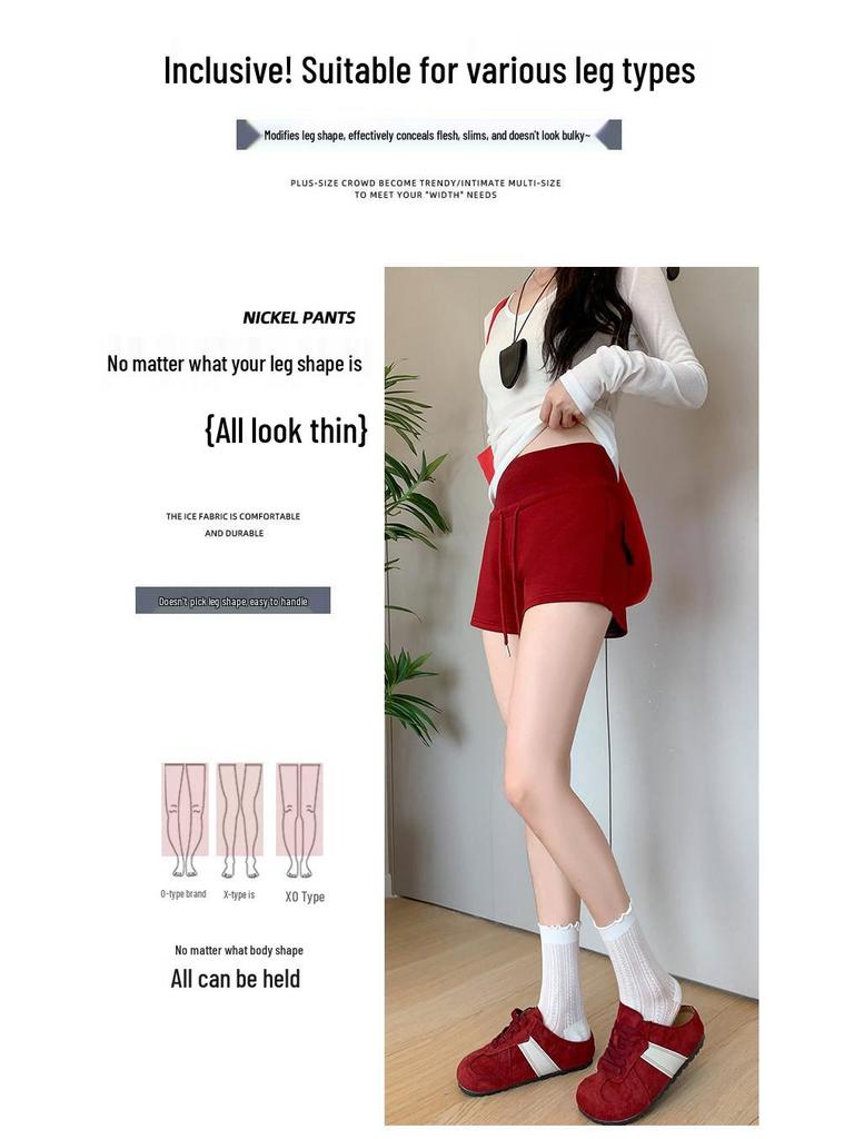 Women's Gray High-Waist Sports Shorts Spring 2026 - Slimming Summer Hot Pants