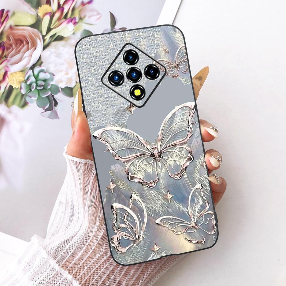For Infinix Zero 8 Case X687 Stylish Flowers Butterfly Painted Cover Soft Slim Phone Case For Infinix Zero 8i Zero8 i X687B Bags