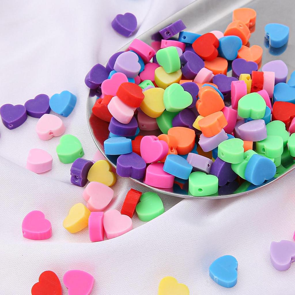 30 Stücke 9*10mm Liebe Herz Polymer Clay Perlen Bunte Lose Perlen Für Schmuck Machen DIY Armband Halskette ohrring