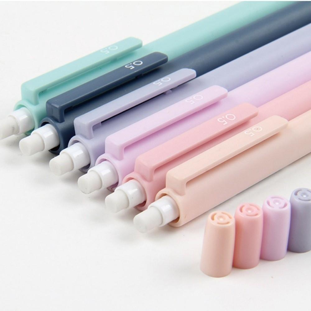 6/12pcs Triangular Barrel Mechanical Pencils Morandi Click Propelling Pencils Students Gift
