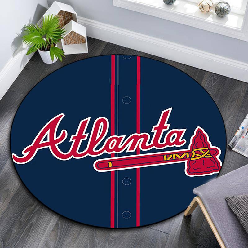 Atlanta Braves,Round Area Rug,Carpet Rug for Living Room Bedroom Sofa Playroom Decor,Non-slip Floor Mat