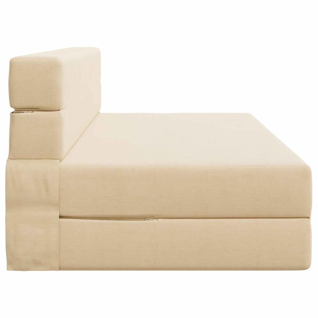 Foldable Sofa Bed Cream 152 X 86.5 X 60 Cm Fabric