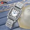 OPK Brand Full Diamond Waterproof Roman Scale Steel Belt Ladies Quartz Watch 8619