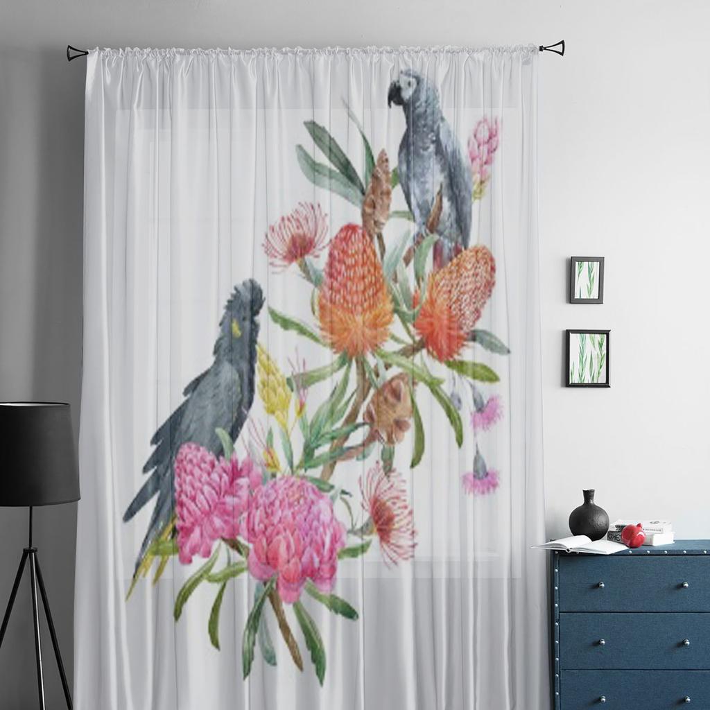 Kwiaty I Listowie W Australijskich Tropikach Przezroczyste Zasłony Do Salonu Tiulowa Zasłona Okienna Sypialnia Kuchnia Draperie