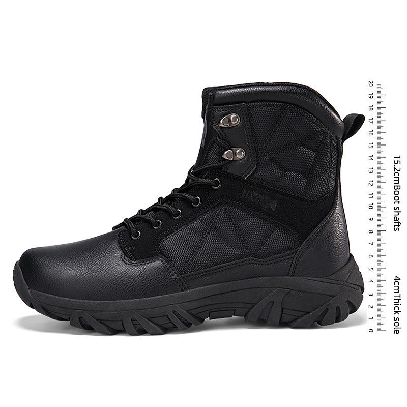 Leather Martin Boots Winter Autumn Winter Outdoor High Top Combat Boots Black Mountaineering Camping Plus Size Men's Boots