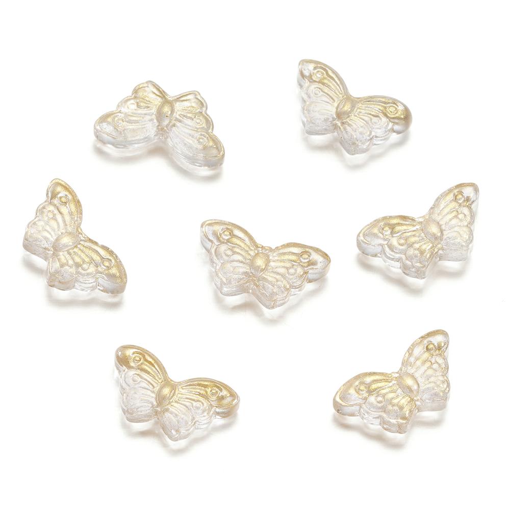 30Pcs/Lot 8*15mm Transparent Glass Small Butterfly Charms Animal Pendant For Handmade DIY Bracelet Necklace Jewelry Making